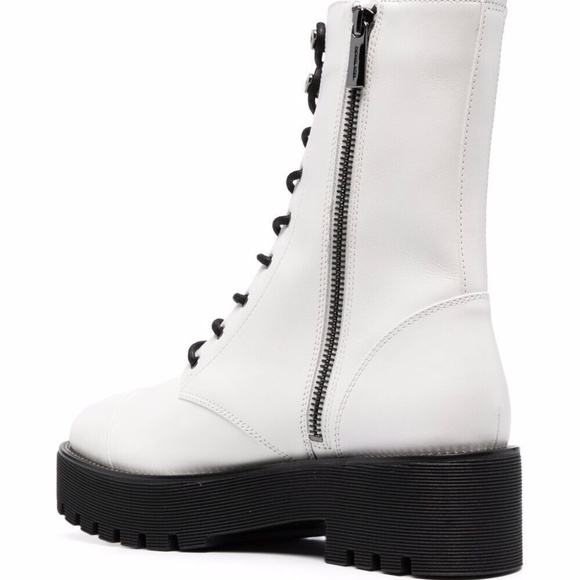 Michael Kors Bryce Womens Lace Up Combat Boots White Leather US Size 9 Medium - Picture 4 of 6